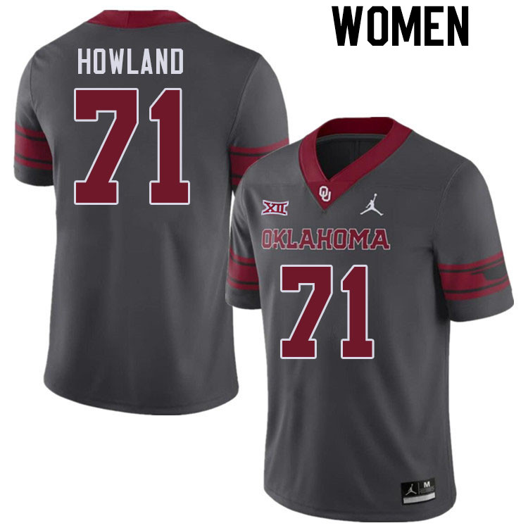 Women #71 Logan Howland Oklahoma Sooners College Football Jerseys Stitched Sale-Charcoal